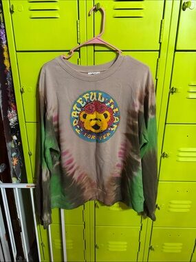 Tie-Dye Graphic Sweatshirt - Brown & Green Grateful Dead